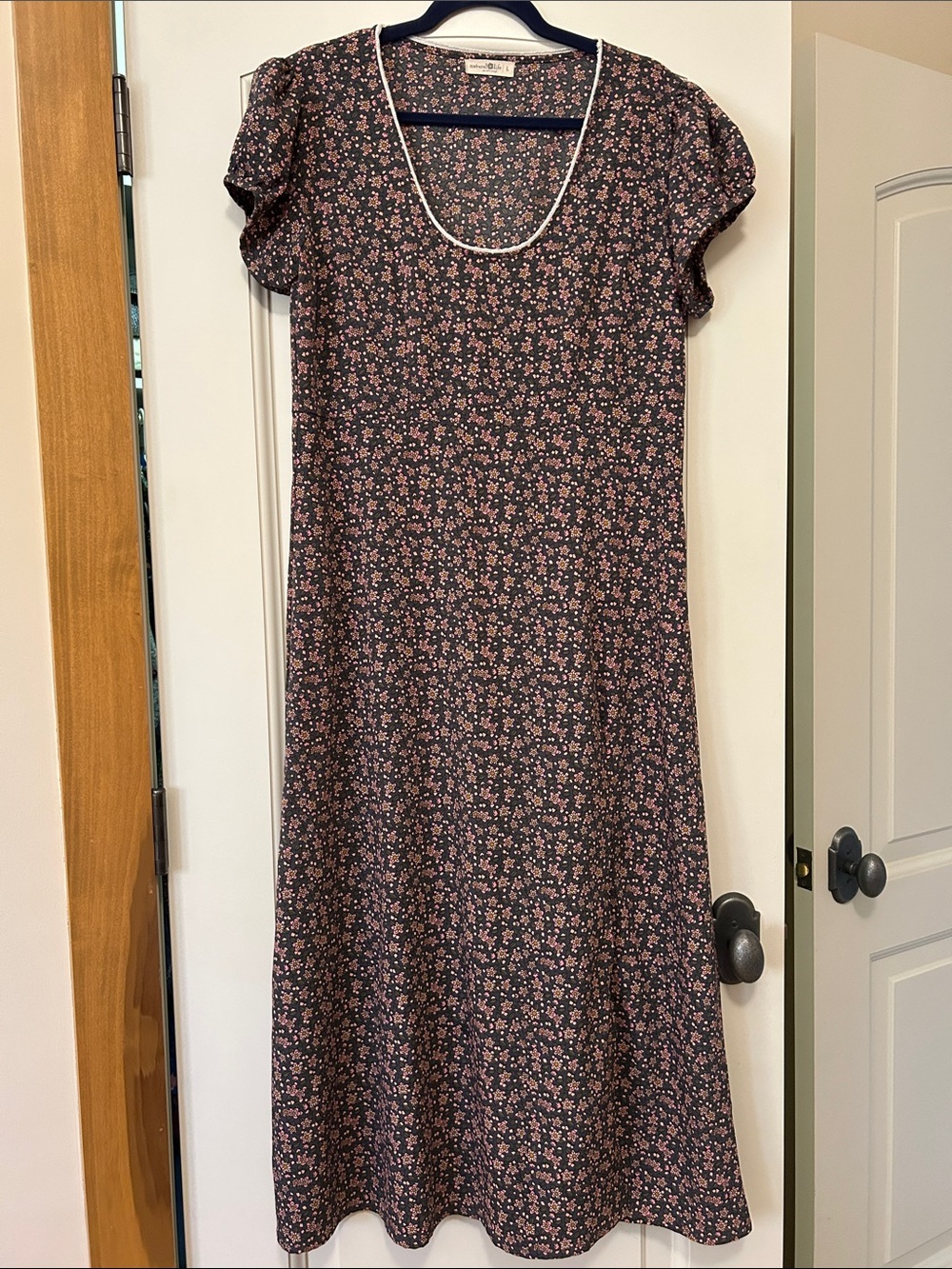 NATURAL LIFE Black Maxi Dress with Pink Floral Print